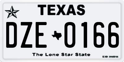 TX license plate DZE0166