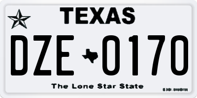 TX license plate DZE0170