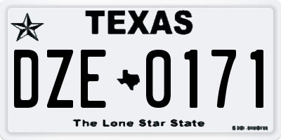 TX license plate DZE0171
