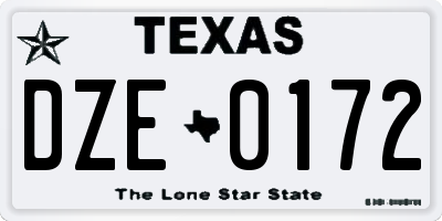 TX license plate DZE0172