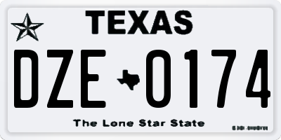 TX license plate DZE0174