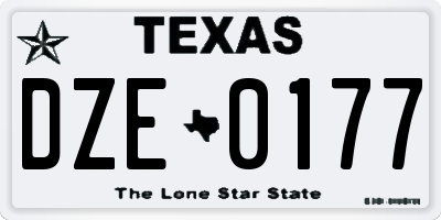 TX license plate DZE0177