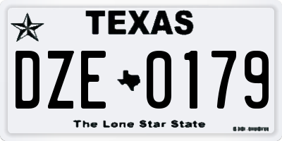 TX license plate DZE0179