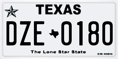 TX license plate DZE0180