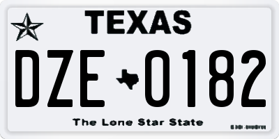 TX license plate DZE0182