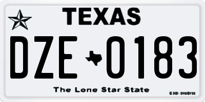 TX license plate DZE0183