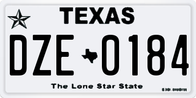 TX license plate DZE0184