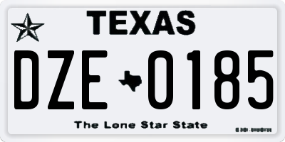 TX license plate DZE0185