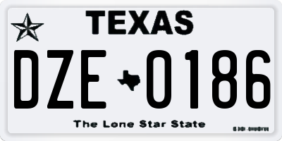 TX license plate DZE0186