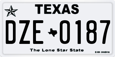TX license plate DZE0187