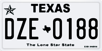 TX license plate DZE0188