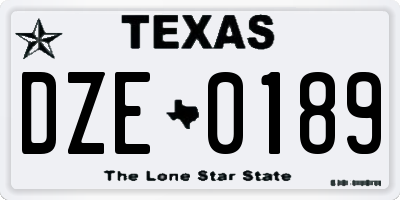 TX license plate DZE0189