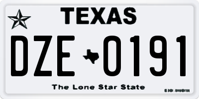 TX license plate DZE0191
