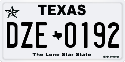 TX license plate DZE0192