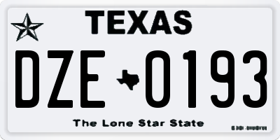 TX license plate DZE0193