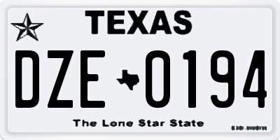 TX license plate DZE0194
