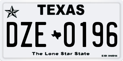 TX license plate DZE0196