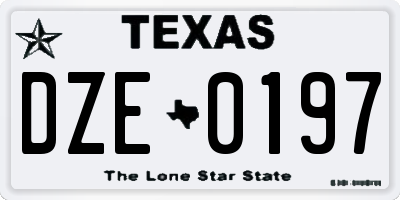 TX license plate DZE0197