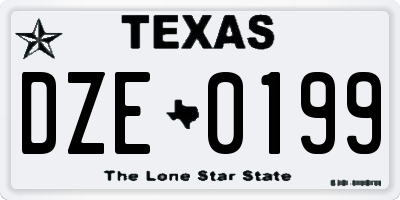 TX license plate DZE0199