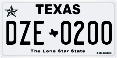 TX license plate DZE0200
