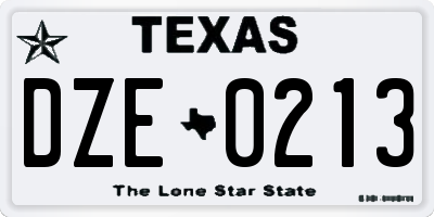 TX license plate DZE0213