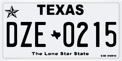 TX license plate DZE0215