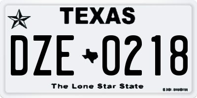 TX license plate DZE0218