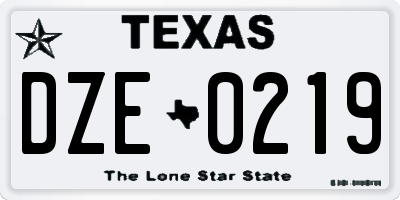TX license plate DZE0219