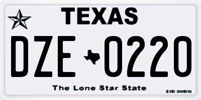TX license plate DZE0220