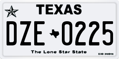 TX license plate DZE0225