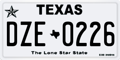 TX license plate DZE0226