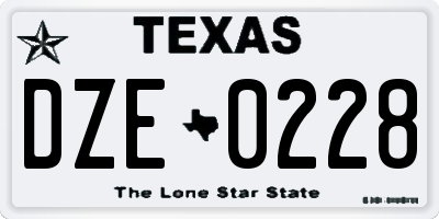 TX license plate DZE0228