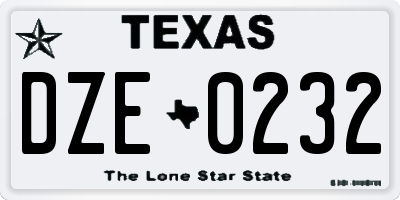 TX license plate DZE0232