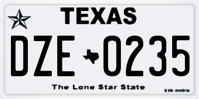 TX license plate DZE0235