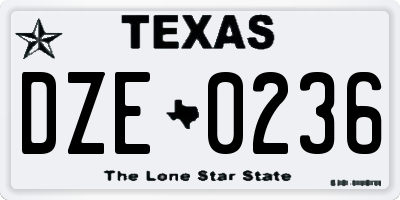 TX license plate DZE0236