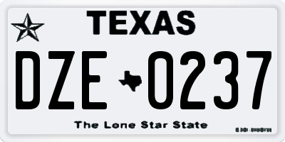 TX license plate DZE0237