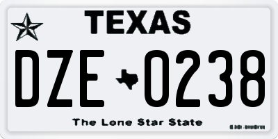 TX license plate DZE0238