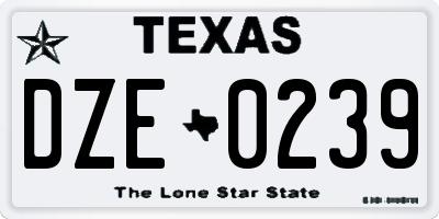TX license plate DZE0239