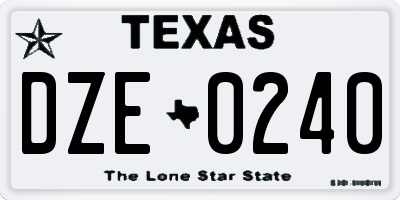 TX license plate DZE0240