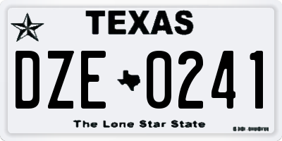 TX license plate DZE0241