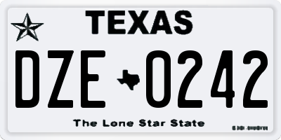 TX license plate DZE0242