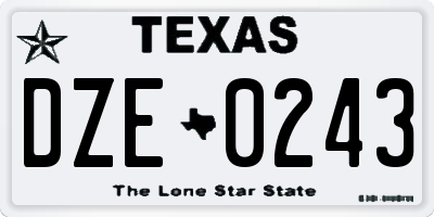 TX license plate DZE0243