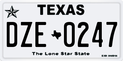 TX license plate DZE0247