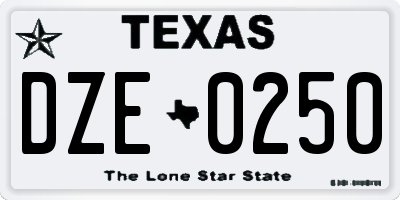 TX license plate DZE0250