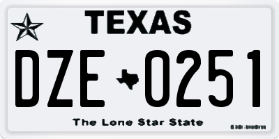 TX license plate DZE0251