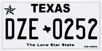 TX license plate DZE0252