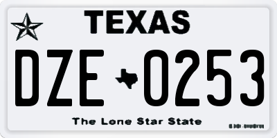 TX license plate DZE0253