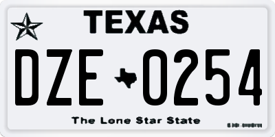 TX license plate DZE0254