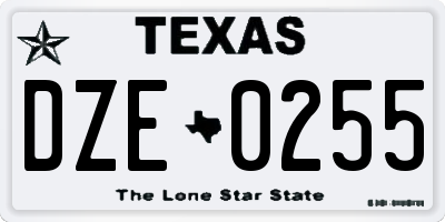 TX license plate DZE0255