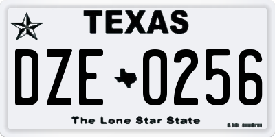 TX license plate DZE0256